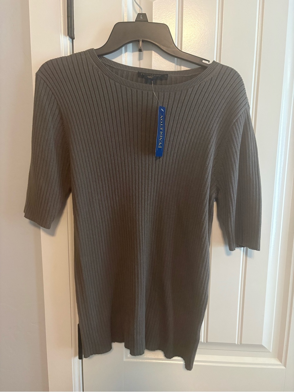 Pendleton Olive-Green Ribbed Scoop-Neck Sweater